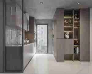 طراحی داخلی فضای نشیمن و آشپزخانه مدرن برای اسکچاپ