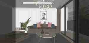 طراحی داخلی نشیمن مدرن برای اسکچاپ