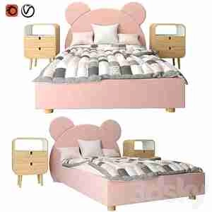 تخت خواب دختر صورتی  Baby bed Teddy مدل 31