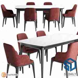 میز و صندلی ناهارخوری قرمز 2 برای اسکچاپ