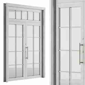 آبجکت  درب چوبی و شیشه ای با رنگ سفیدWhite Wooden Vintage Glass Door Set