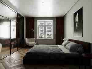 طراحی داخلی اتاق خواب مدرن با نشیمن جدا برای اسکچاپ