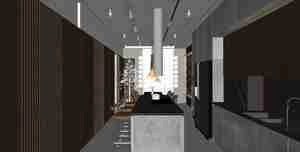 طراحی داخلی آشپزخانه و ناهارخوری مدرن برای اسکچاپ