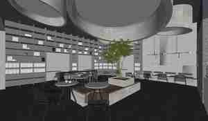 طراحی داخلی کافی شاپ و کافه کتاب برای اسکچاپ