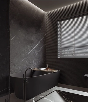 روشوی تمام سنگ مشکی با رگه سفید کابین دودی