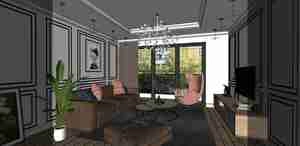 طراحی داخلی نشیمن مدرن برای اسکچاپ