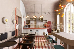 طراحی داخلی فضای کافی شاپ و رستوران برای اسکچاپ