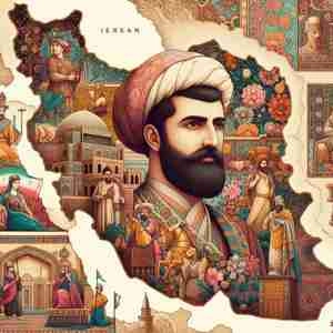 نقشه ایران با با شاهان ایرانی و آثار