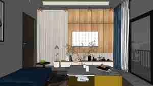 طراحی داخلی فضای نشیمن با رنگ های شاد برای اسکچاپ