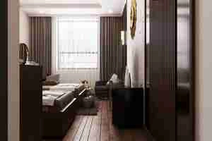 هماهنگی رنگ‌ها و سادگی در طراحی اتاق خواب مدرن برای اسکچاپ