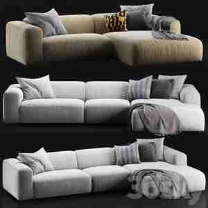 ست مبل ال شکل  با شال رنگ سفیدو قهوه ای Rolf Benz freistil  sofa set