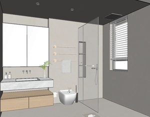 طراحی داخلی فضای حمام و سرویس بهداشتی مدرن برای اسکچاپ