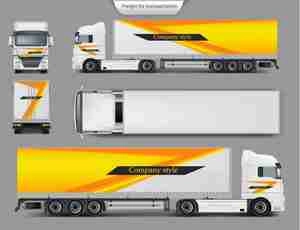 وکتور تریلی mock up template brand  truck