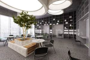 طراحی داخلی کافی شاپ و کافه کتاب برای اسکچاپ