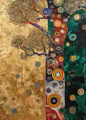 نقاشی درخت و طرح دایره چشم زخم