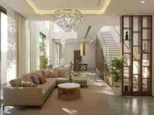 طراحی داخلی نشیمن و آشپزخانه مدرن و مینیمال برای اسکچاپ