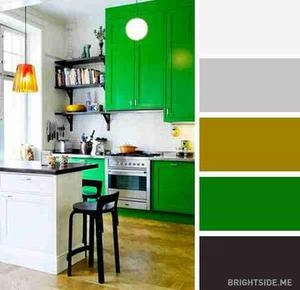 ترکیب رنگ سبز در آشپزخانه