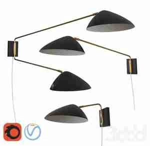 چراغ دیوار کوب بلند Curvilinear Mid-Century Sconce