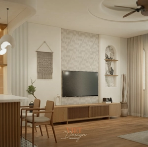 طراحی داخلی نشیمن و آشپزخانه به سبک ژاپنی برای اسکچاپ