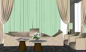 طراحی داخلی فضای نشیمن و پذیرایی نئوکلاسیک برای اسکچاپ