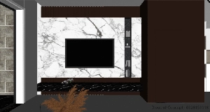 طراحی داخلی فضای نشیمن و آشپزخانه مدرن برای اسکچاپ