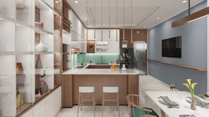 طراحی داخلی فضای نشیمن و آشپزخانه مدرن برای اسکچاپ