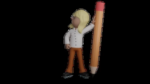 ابجکت دختر 3d با مداد