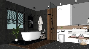 طراحی داخلی حمام و سرویس بهداشتی مدرن برای اسکچاپ