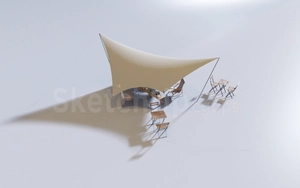 مجموعه ای از چادر برای کمپینگ در طبیعت برای اسکچاپ