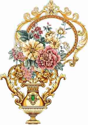 موتیف گلدان کلاسیک پر از گل