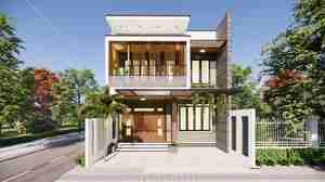 طراحی نما ویلای مسکونی مدرن برای اسکچاپ