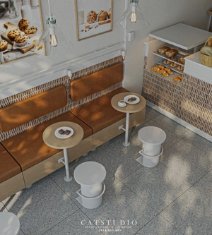 طراحی داخلی شیرینی‌فروشی و کافی شاپ برای اسکچاپ