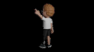 دختر 3d گرافیکی در حال اشاره به سمت بالا