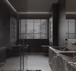 روشوی تمام سنگ مشکی با رگه سفید کابین دودی