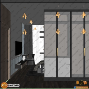 طراحی داخلی فضای اتاق خواب مستر مدرن و شیک برای اسکچاپ