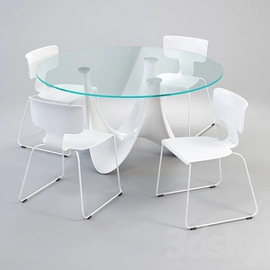 میز شیشه ای گرد و صندلی سفید  ROBERTI Coral Reef