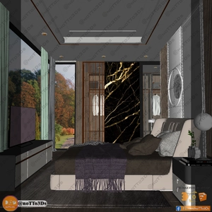 طراحی داخلی اتاق خواب لوکس و مدرن برای اسکچاپ