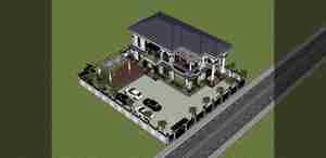 طراحی ویلا و محوطه مدرن برای اسکچاپ