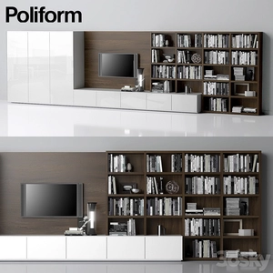 طراحی دیوار تلویزیون و کتابخانه