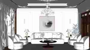 طراحی داخلی نشیمن کلاسیک برای اسکچاپ