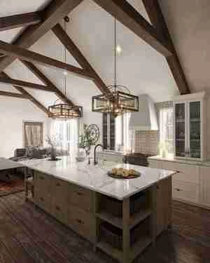 آشپزخانه‌ای مدرن با تلفیق زیبای سبک روستیک برای اسکچاپ