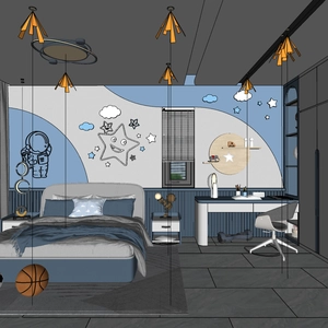 طراحی داخلی اتاق خواب کودک پسرونه برای اسکچاپ