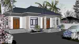 طراحی ویلا مدرن با سقف شیبدار برای اسکچاپ