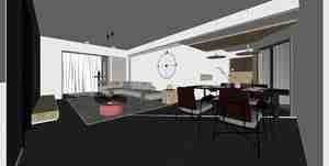 طراحی داخلی نشیمن و ناهارخوری مدرن برای اسکچاپ