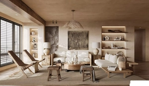 طراحی نشیمن با تم خاکی رنگ در کاشان