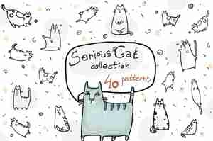 پترن گربه نقاشی Serious Cat Patterns