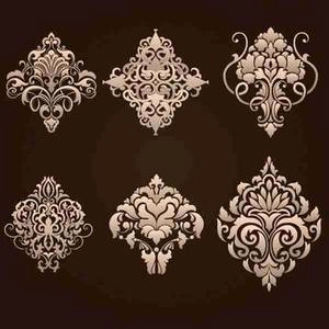 گل های هنری طرح داماسک damask ornamental