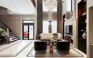 طراحی داخلی فضای نشیمن به سبک نئوکلاسیک برای اسکچاپ