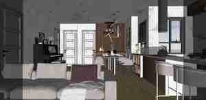 طراحی داخلی فضای نشیمن و پذیرایی برای اسکچاپ