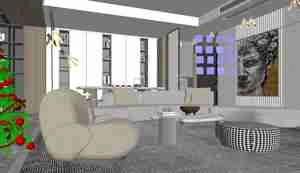 طراحی داخلی فضای نشیمن مدرن برای اسکچاپ